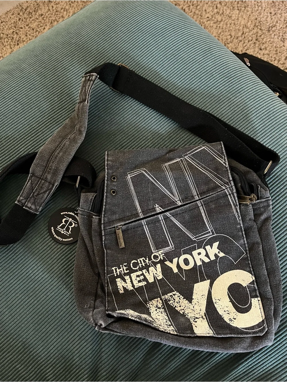 Charcoal NYC Graphic Messenger Bag with Adjustable Strap - Robin Ruth